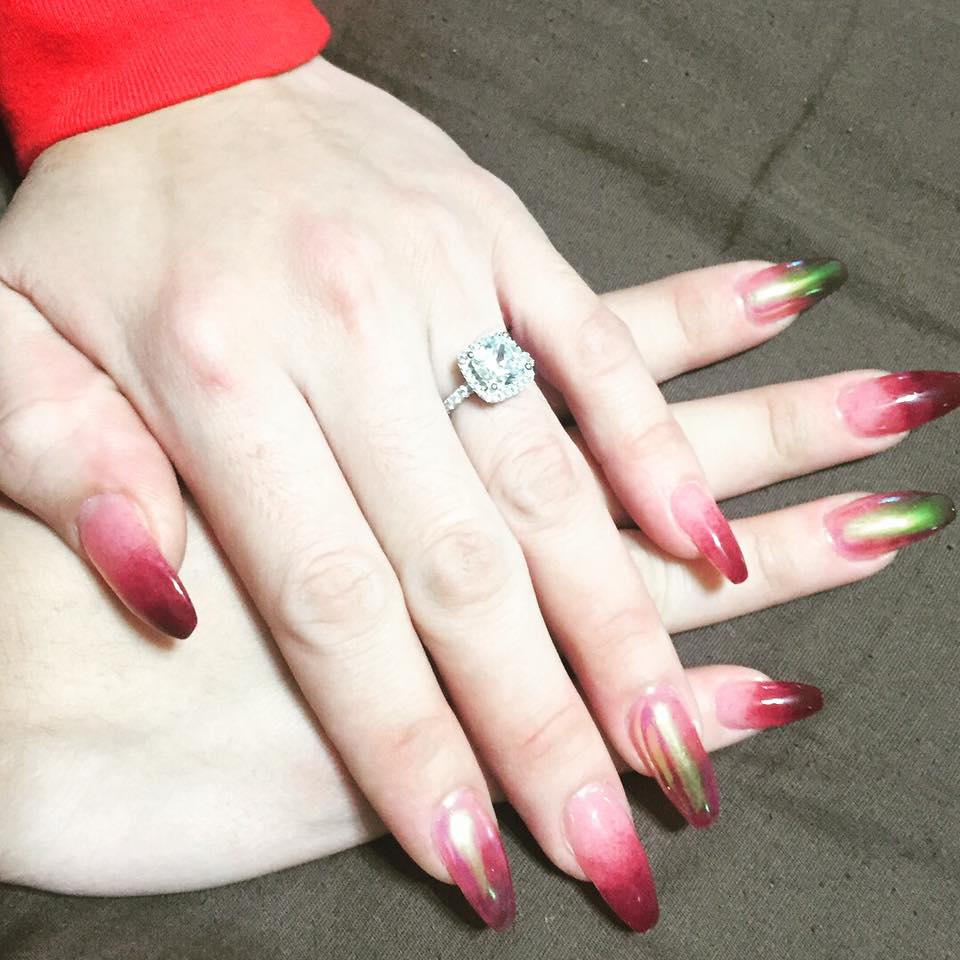 Natural pink gel nails with subtle shimmer